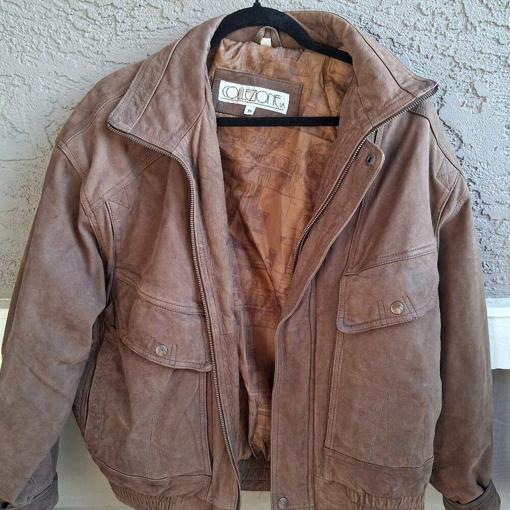 COLLEZIONE LEATHER SUEDE BROWN COAT HEAVY  MED